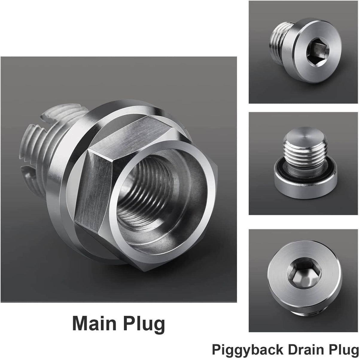 Piggyback oil drain plug repair kit with main plug and collar detail