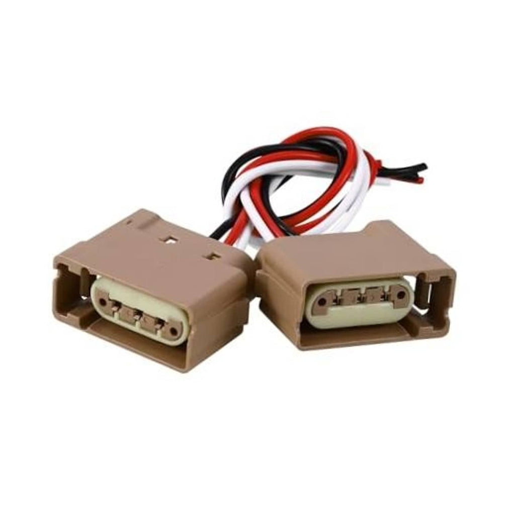 2 brown turn-signal pigtail connectors with red/black/white wire harnesses