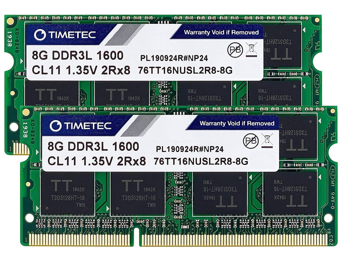 Timetec 2x8GB DDR3L-1600 RAM kit, CL11 1.35V, dual-rank 2Rx8