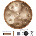 22-inch golden handpan drum with rope-textured edge and nine tuned note dimples