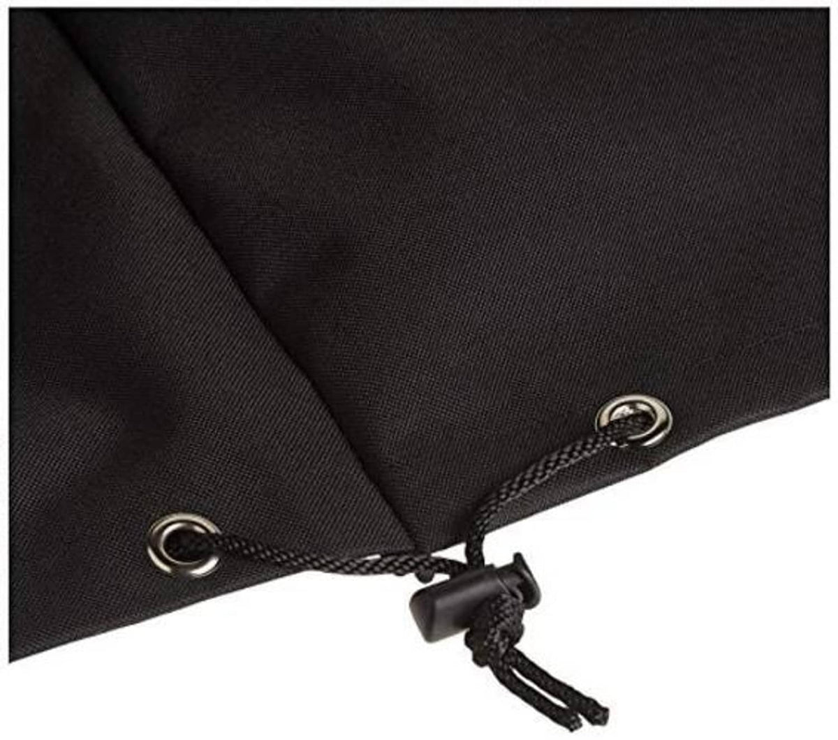 Black cover tie-down with grommets and braided cord fastener