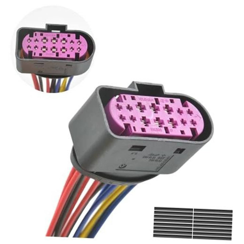 14-pin car HID xenon pigtail plug housing with purple connector and multicolor wires