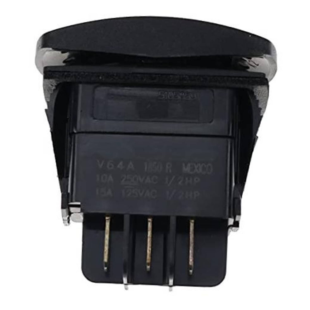 Black 48V forward/reverse rocker switch with multi-pin connector and printed ratings.