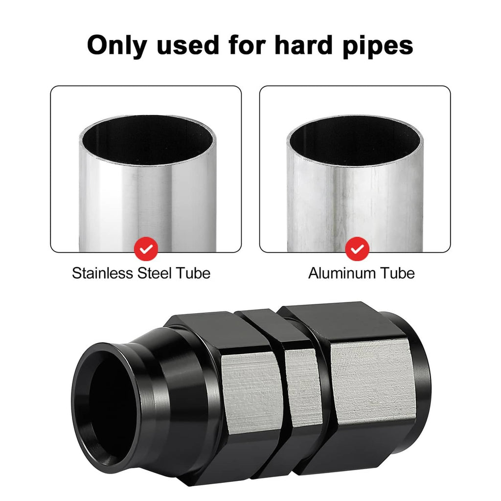 Black 6AN compression hardline fitting for stainless steel or aluminum tubes