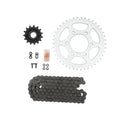 Motorcycle sprocket kit set: front sprocket, rear sprocket, drive chain, bolts and pins