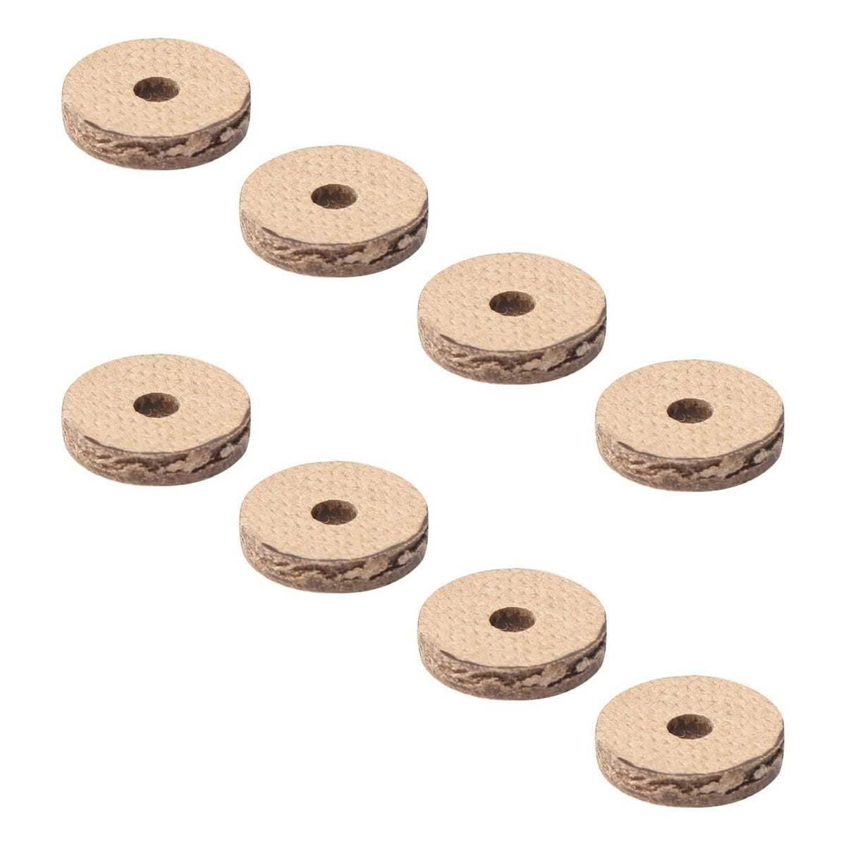 Moisture-absorbing hygroscopic cork discs, tan round pads with center hole, set of 8