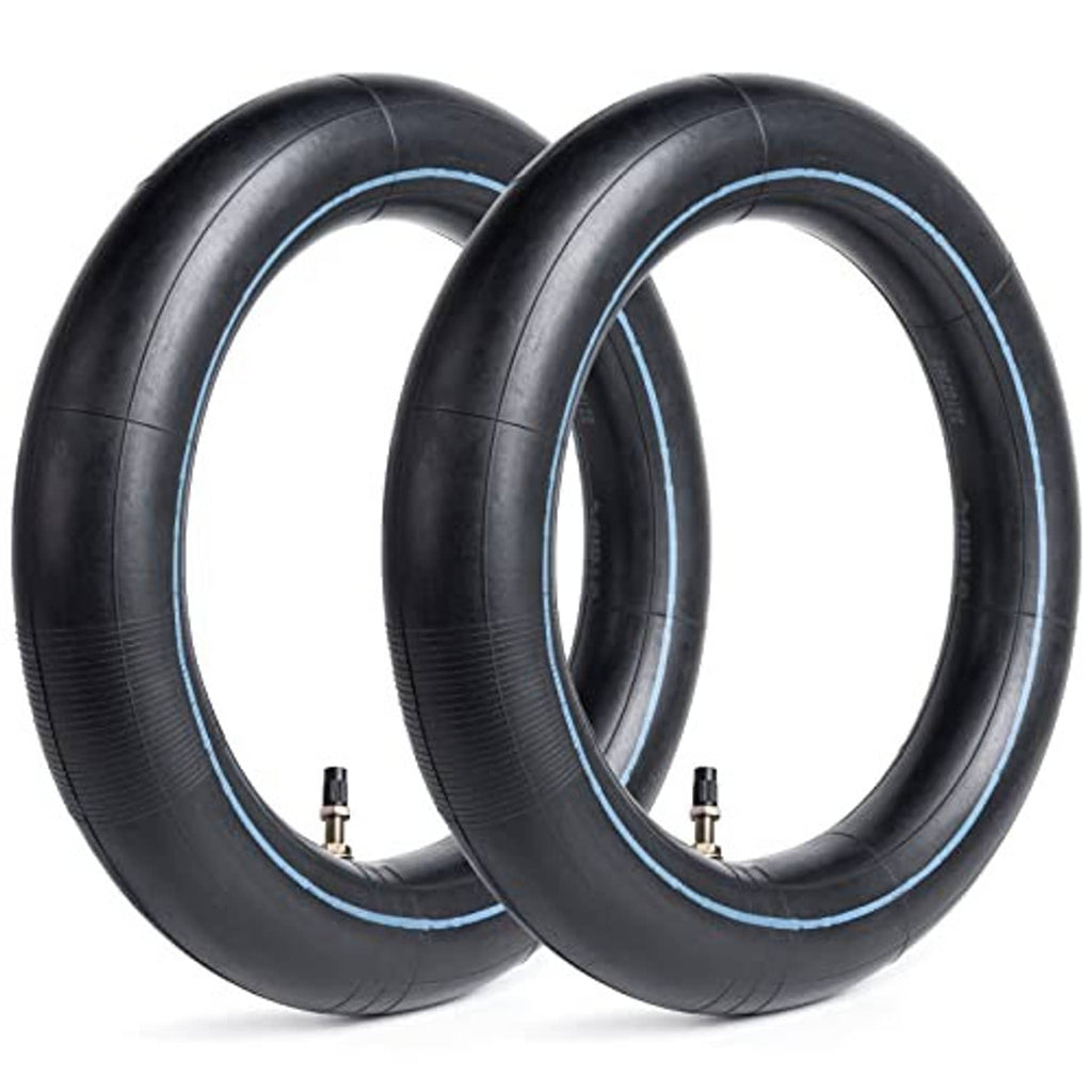 Two black dirt bike inner tubes with blue stripe and straight valve stem fittings