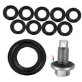 Set of black rubber oil drain plug sealing crush washers, M14 size, 10-pack