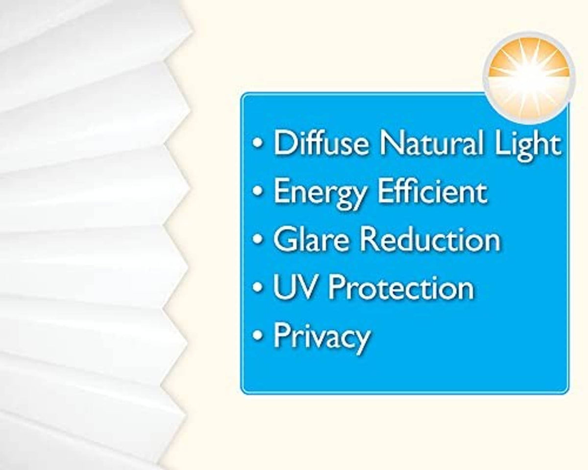 Pleated paper shade cross-section showing light rays and layered privacy effect