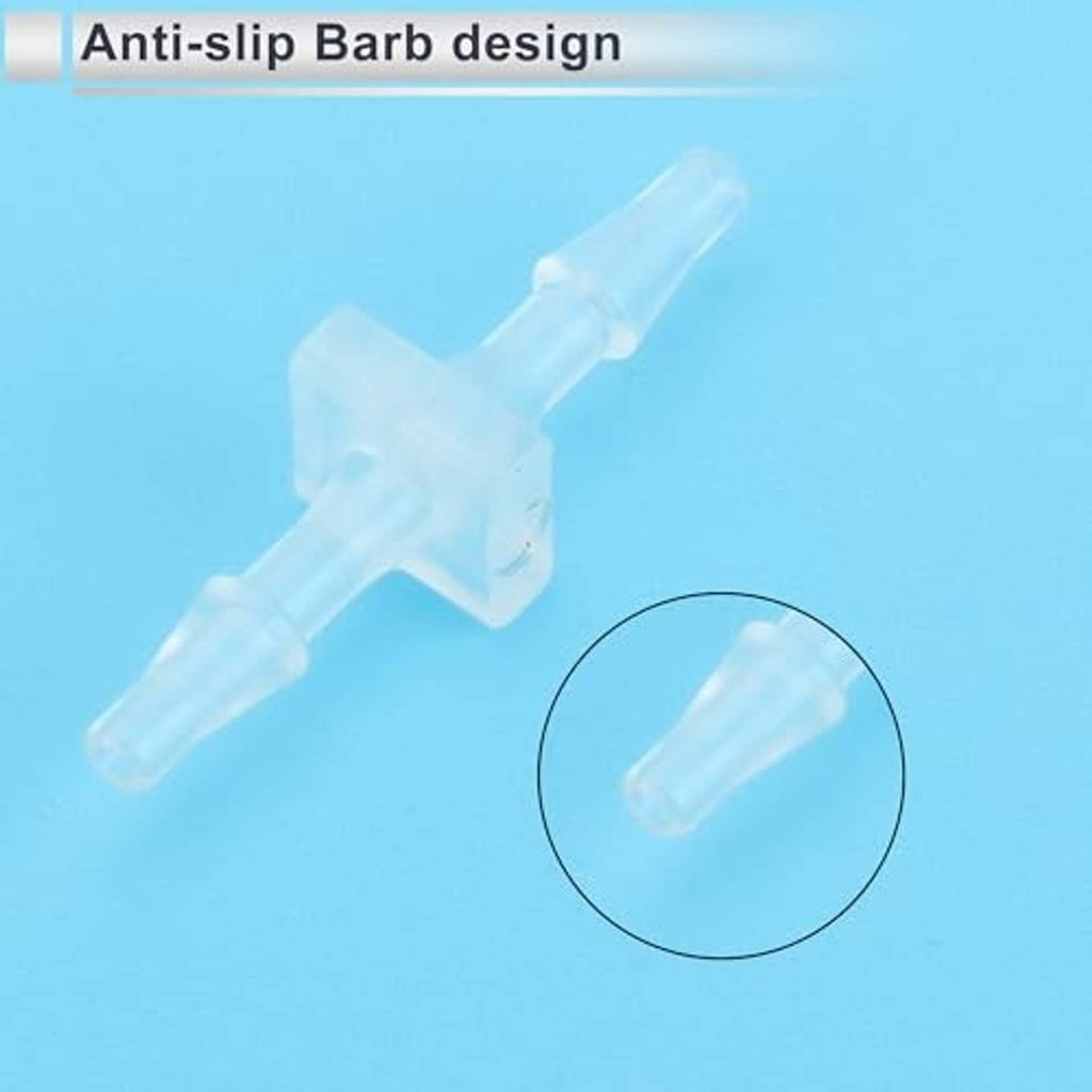 Clear plastic straight hose barb connector with anti-slip barbs