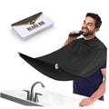Black beard bib apron with neck opening and front snap button for trimming