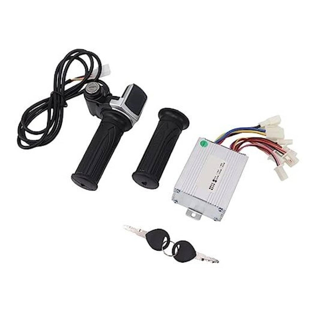 Throttle grip lock speed controller kit with two grips, wiring harness, keys, controller