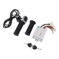 Throttle grip lock speed controller kit with two grips, wiring harness, keys, controller