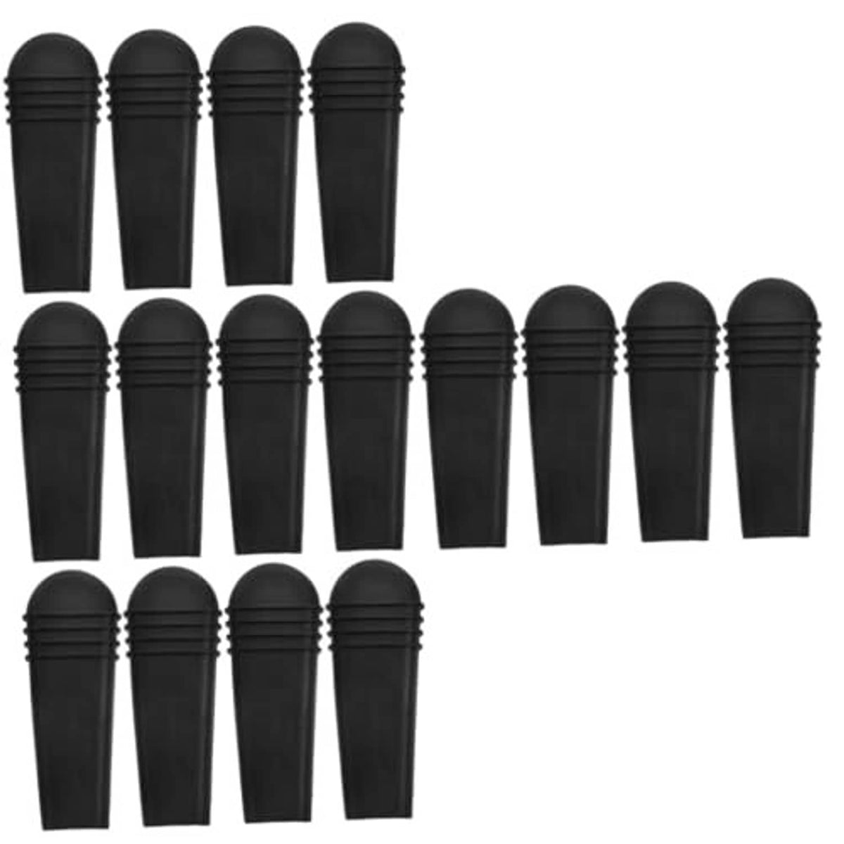 16-pack wheelchair brake extension handle covers, black ribbed caps, 3-row set