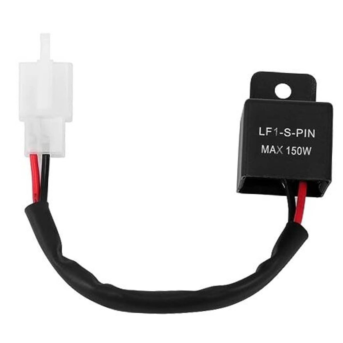 2-pin LED flasher relay with black harness and white connector
