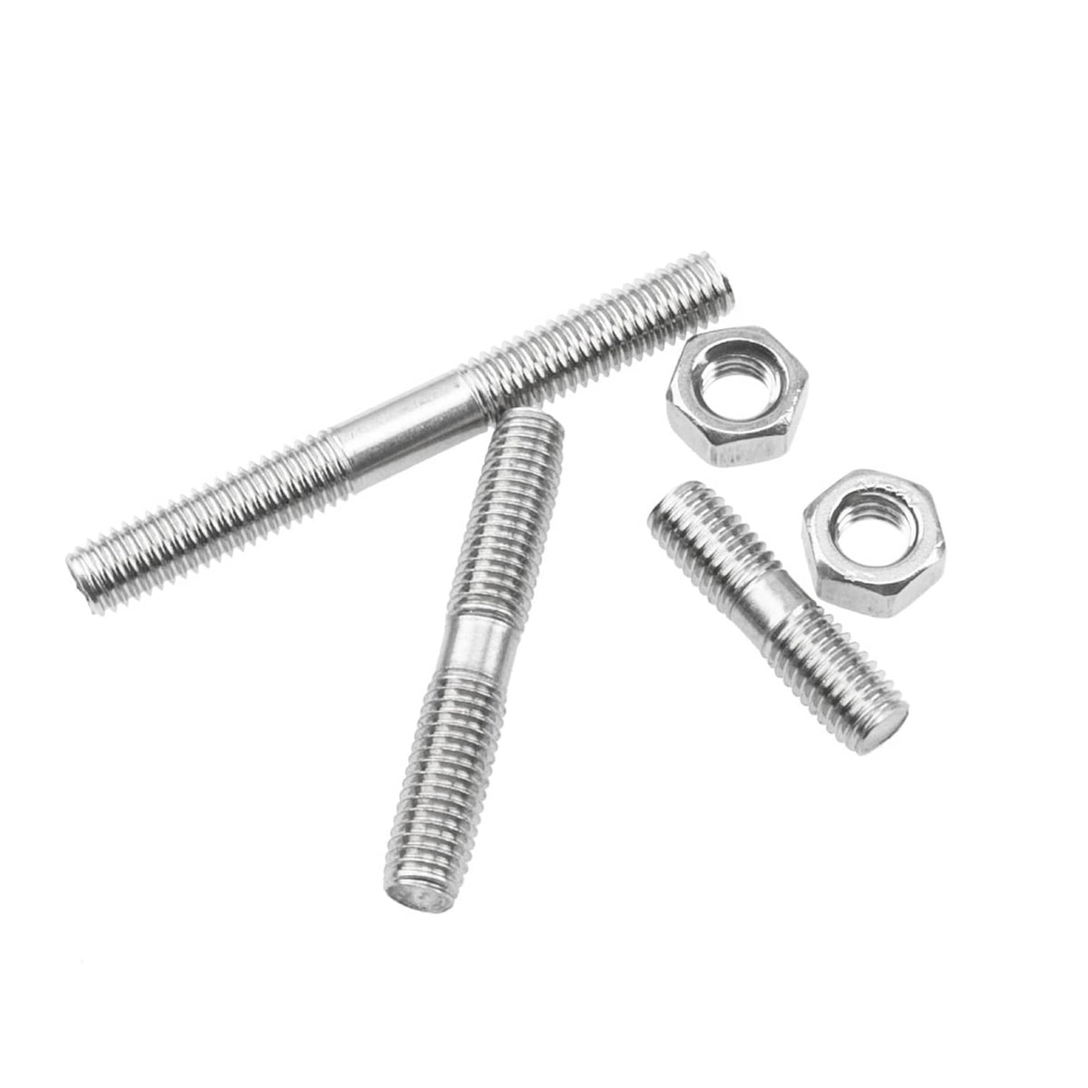 Stainless steel double-end threaded studs with hex nuts