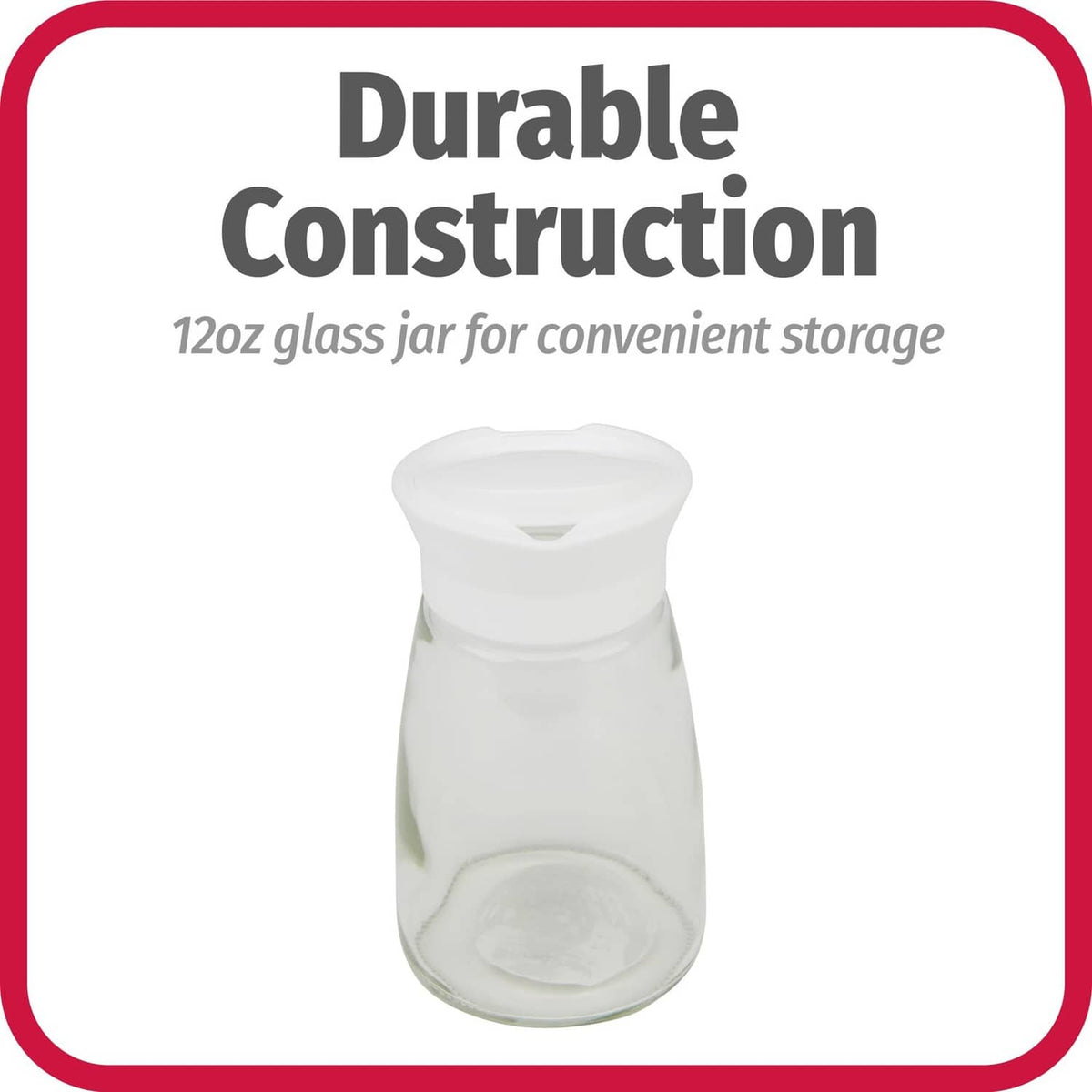 12oz glass sugar jar with white screw lid and pop-up top