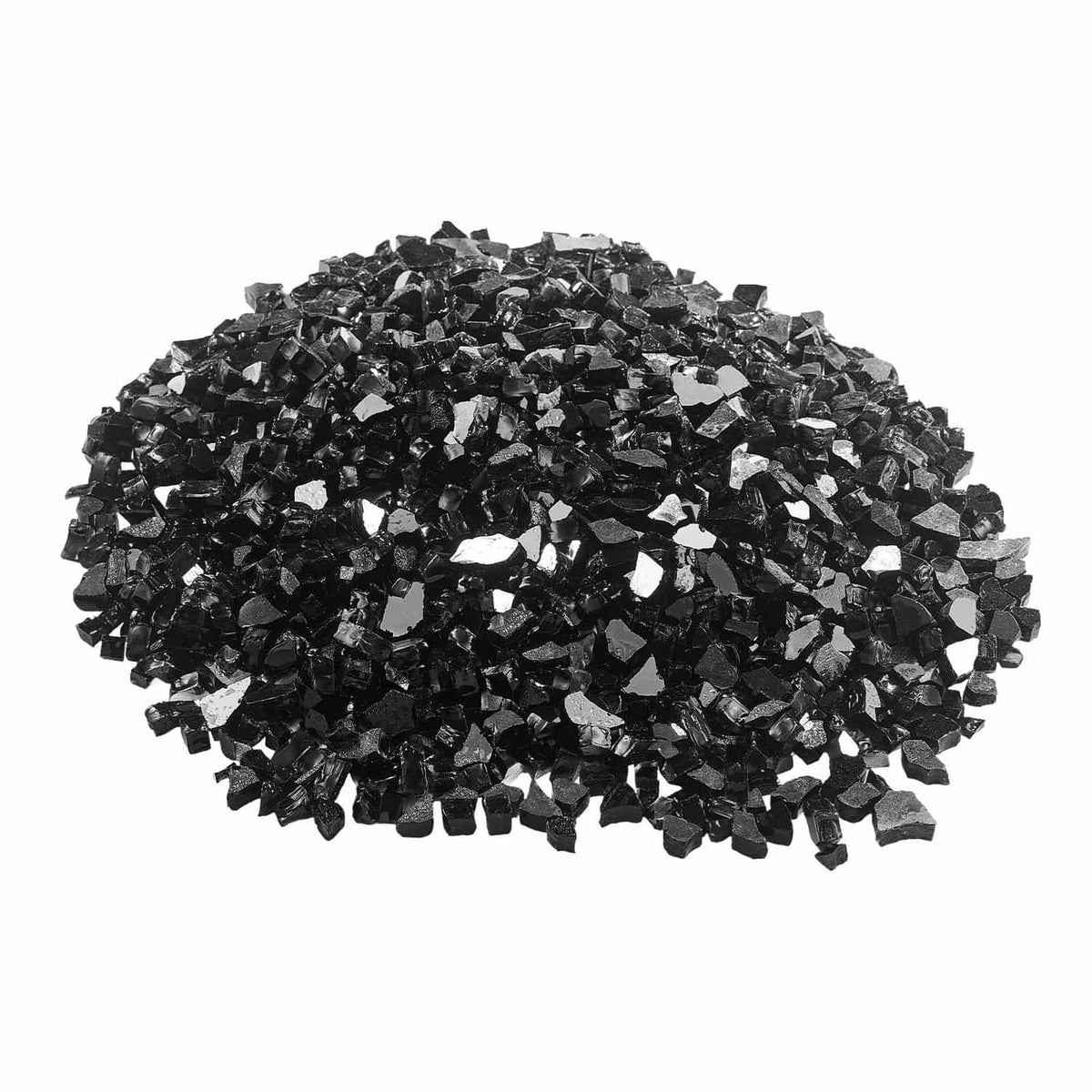 Uimoso black 1/2-inch glass fire pit stones, shown as a full pile