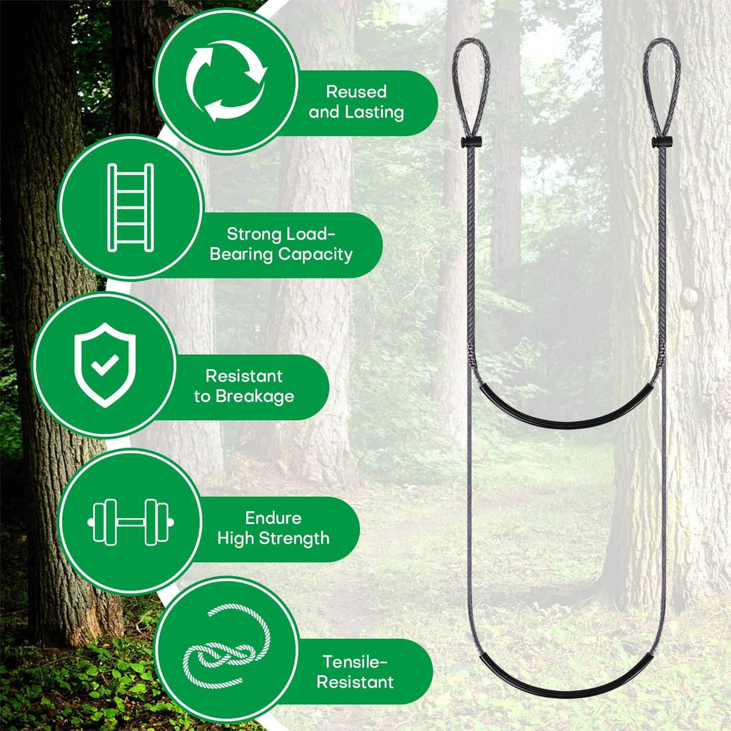 Black climbing stick rope aider with dual U-loop straps for secure footing