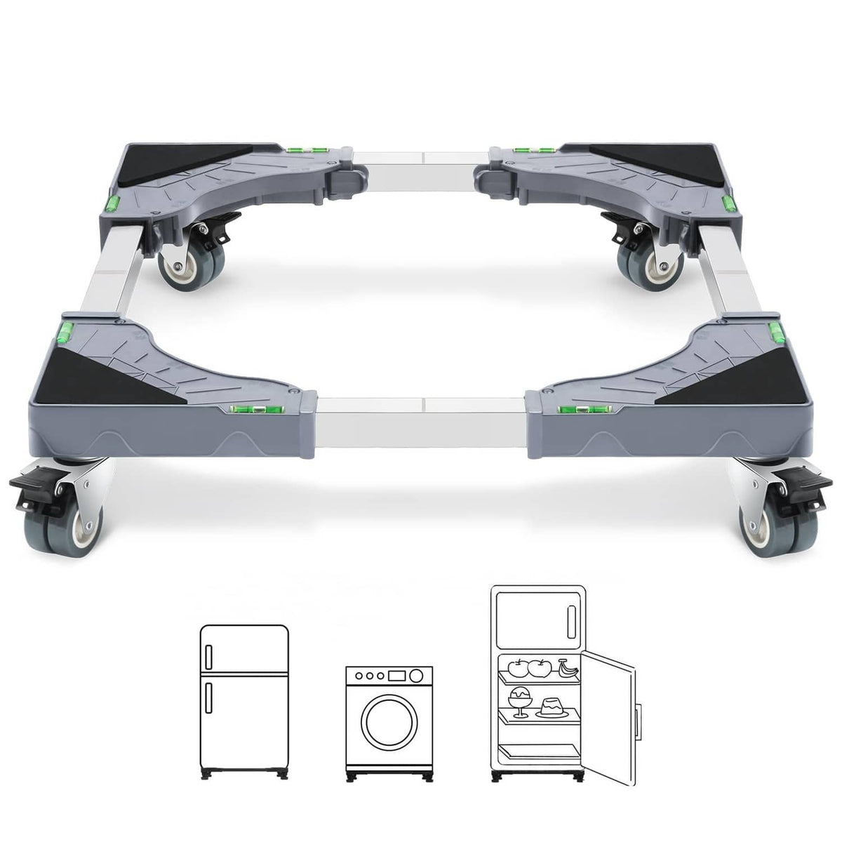 Grey appliance dolly cart with four locking twin casters