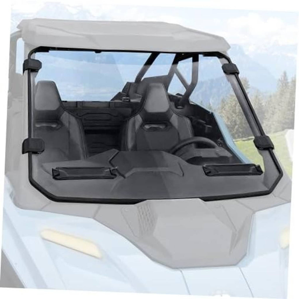 Front windshield for Polaris RZR PRO with clear panel and black frame on UTV