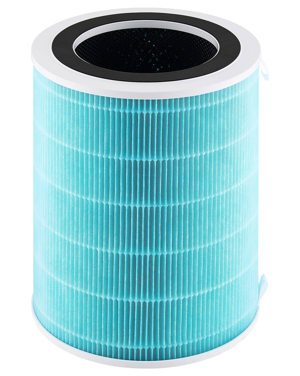 Blue H13 air purifier filter replacement cylinder with black top and white border
