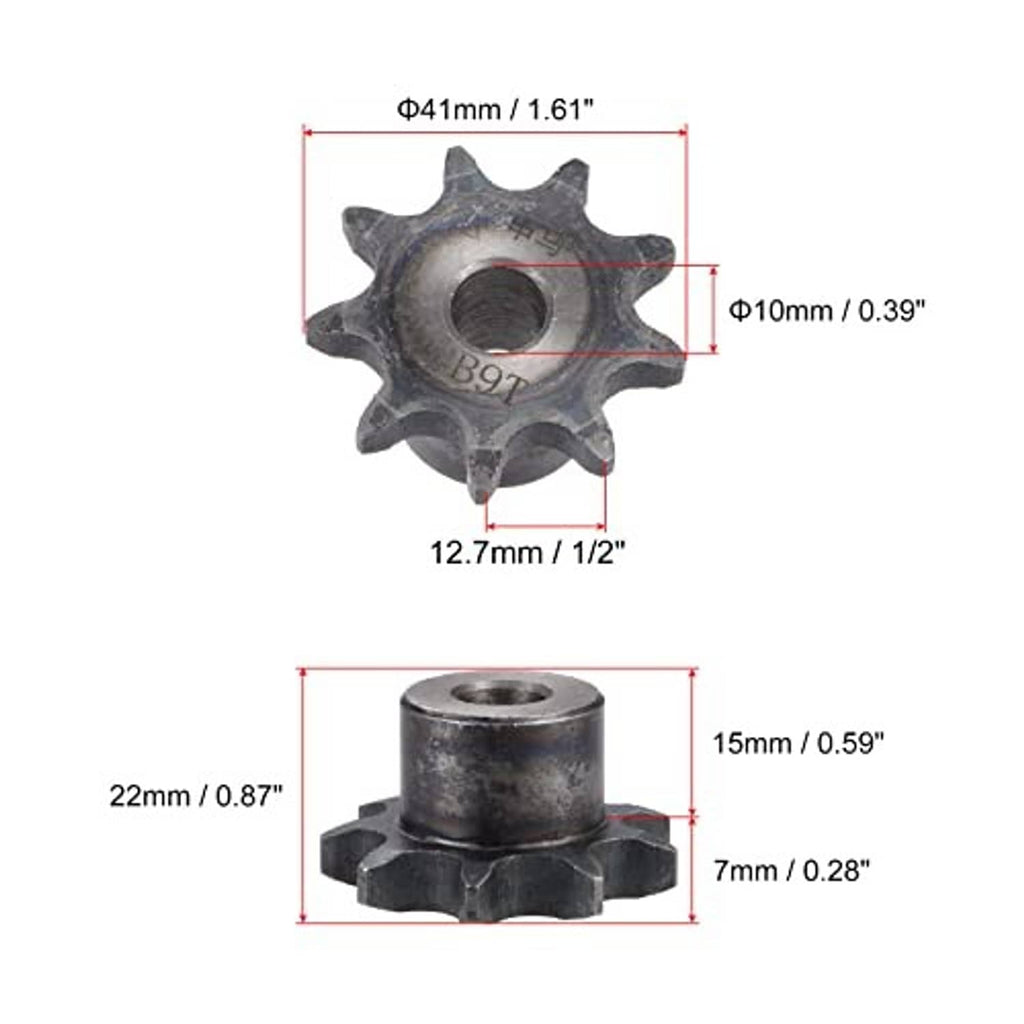 9-tooth chain sprocket with 41mm outer size and 10mm bore, measured diagram
