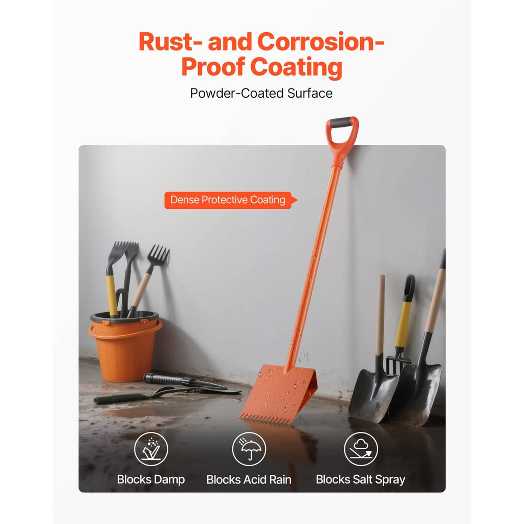 Orange shingle removal tool with powder-coated rust-resistant protective coating