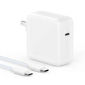 Compact white USB-C wall charger, small rectangular body with metal plug and port