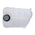 Translucent white coolant reservoir tank with black cap and round pressure gauge