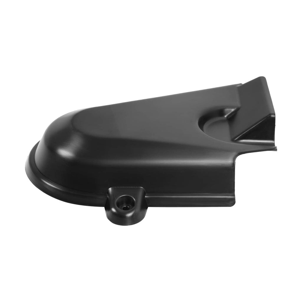 Deck pulley cover, dark plastic, rounded housing with front opening and bolt hole