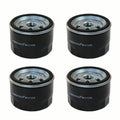 Set of black oil filters with silver metal top and center threaded outlet