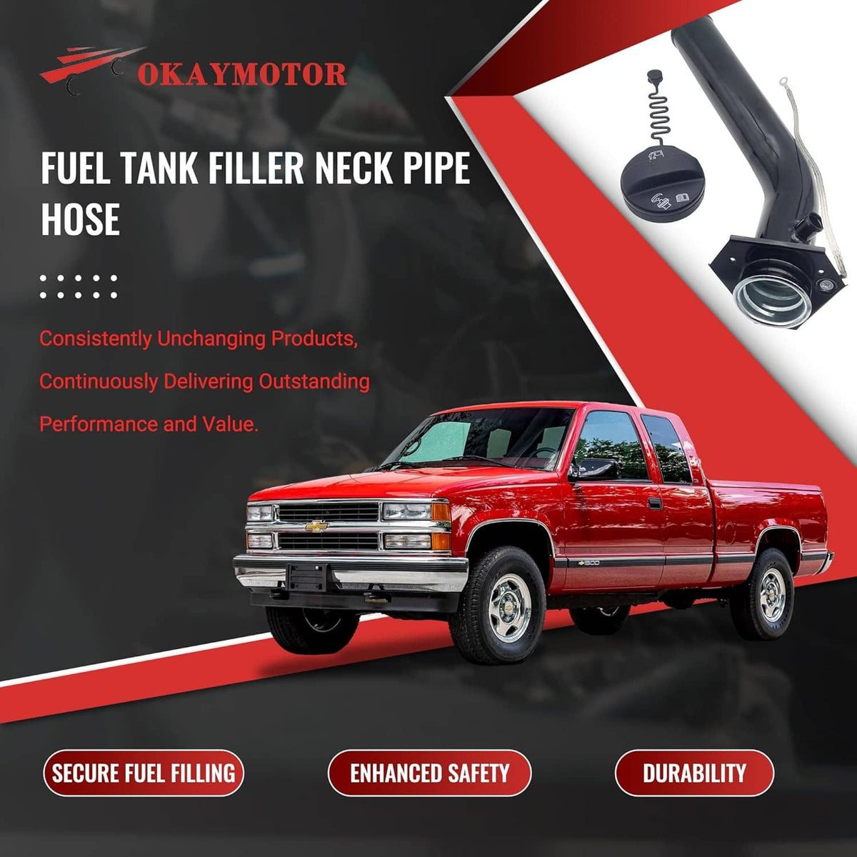 Fuel tank filler neck pipe hose kit with cap and coiled spring
