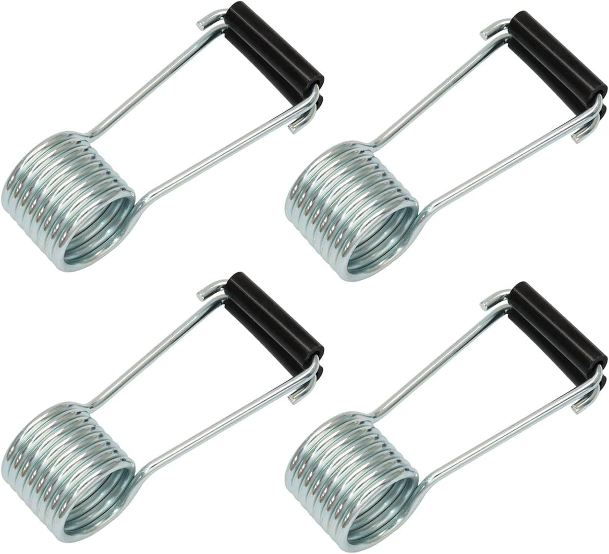 Four spring door closer units with silver coil springs and black rubber bumpers