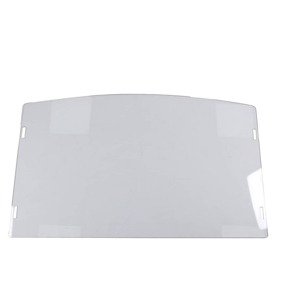 Front windshield panel with multiple side cutouts and clear tinted finish