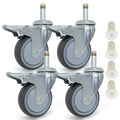 Set of 4 black stem caster wheels with swivel plates and brakes