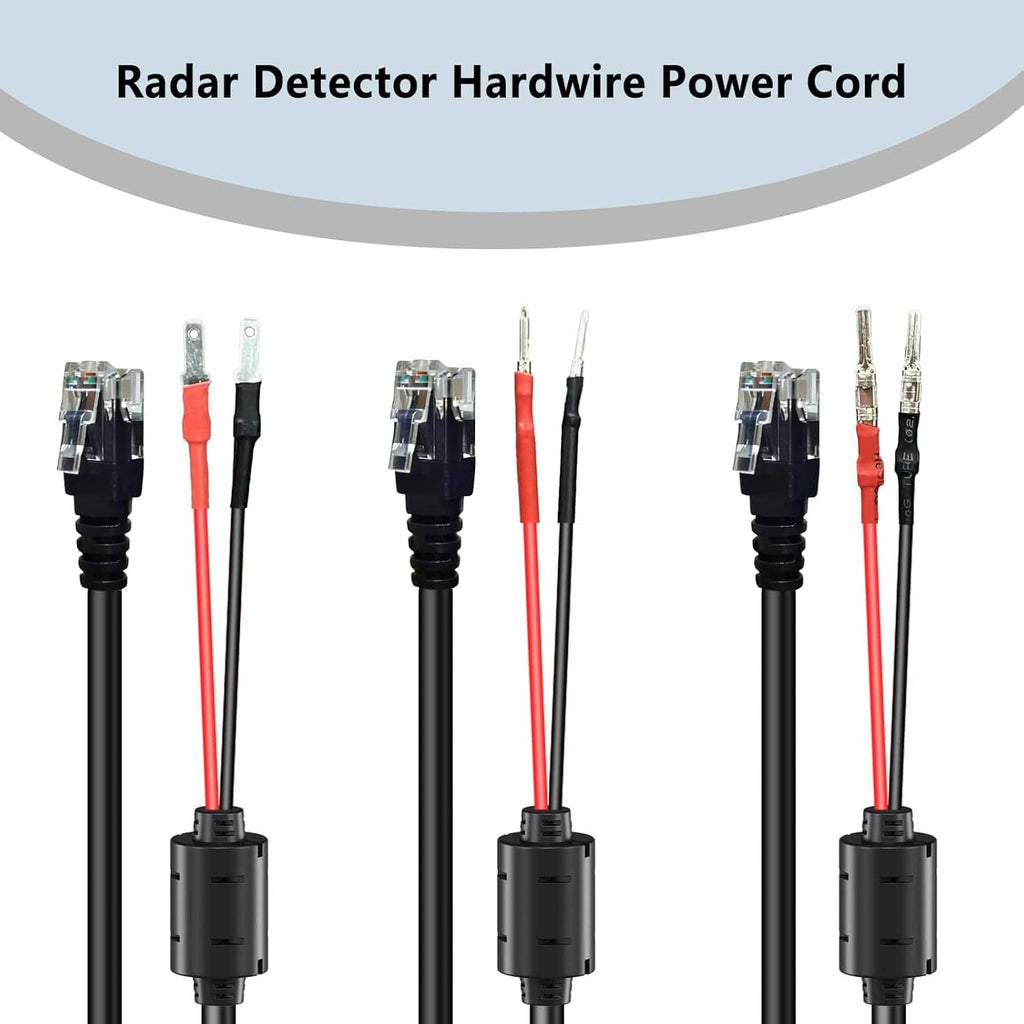 Hardwired radar detector power cord kit with black power module and mixed color leads