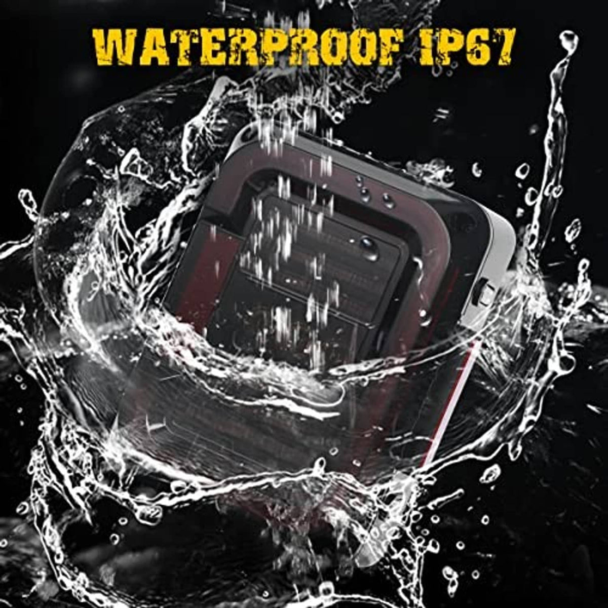 LED taillight with smoke lens under water splashes and droplets