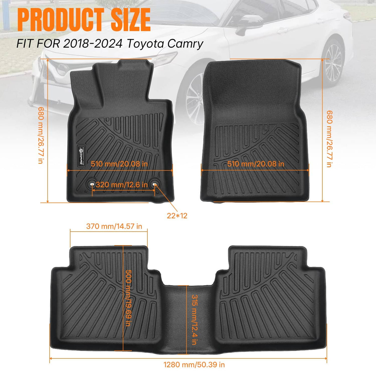 RivetOak TPE Floor Mats Liner For 2018 2019 2020 2021 2022 203 2024 2024 Toyota Camry FWD