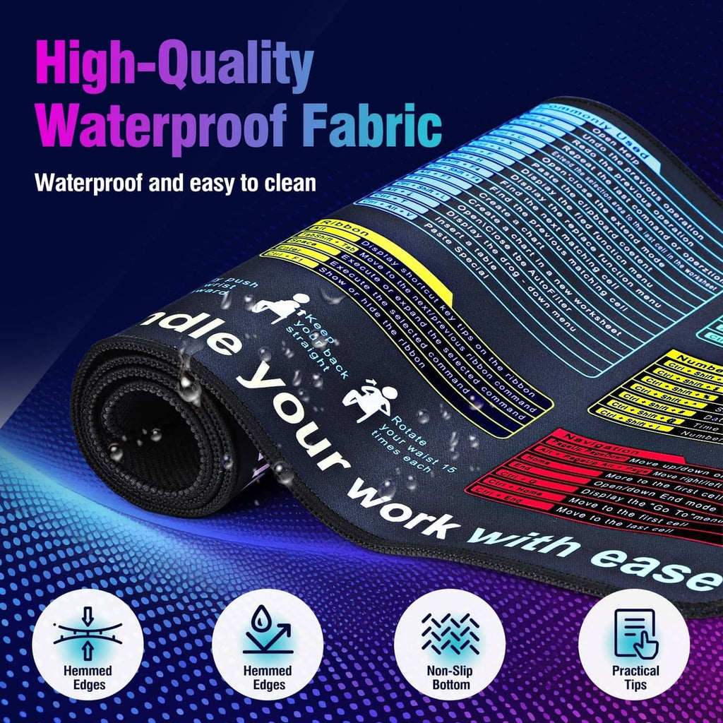 Black desk pad mat rolled up, waterproof fabric with non-slip bottom