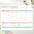 Weekly planner notepad with colorful weekly layout, tear-off pages, 52 sheets, 8.5x11