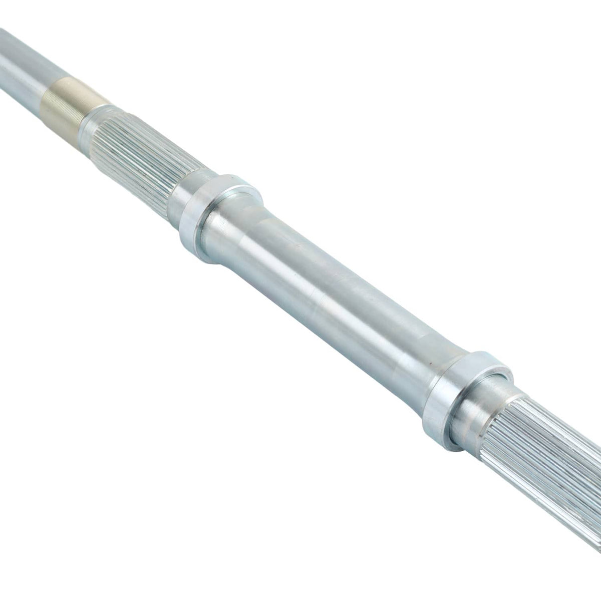 Close-up of rear axle shaft metal tube with stepped sections