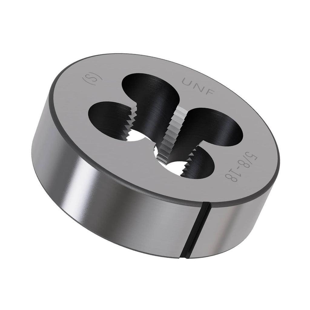 Round UNF threading die with four cutting slots, silver metal body