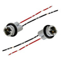 2PCS T15 bulb socket pigtail wiring harness adapter set, gray sockets with red and black wires