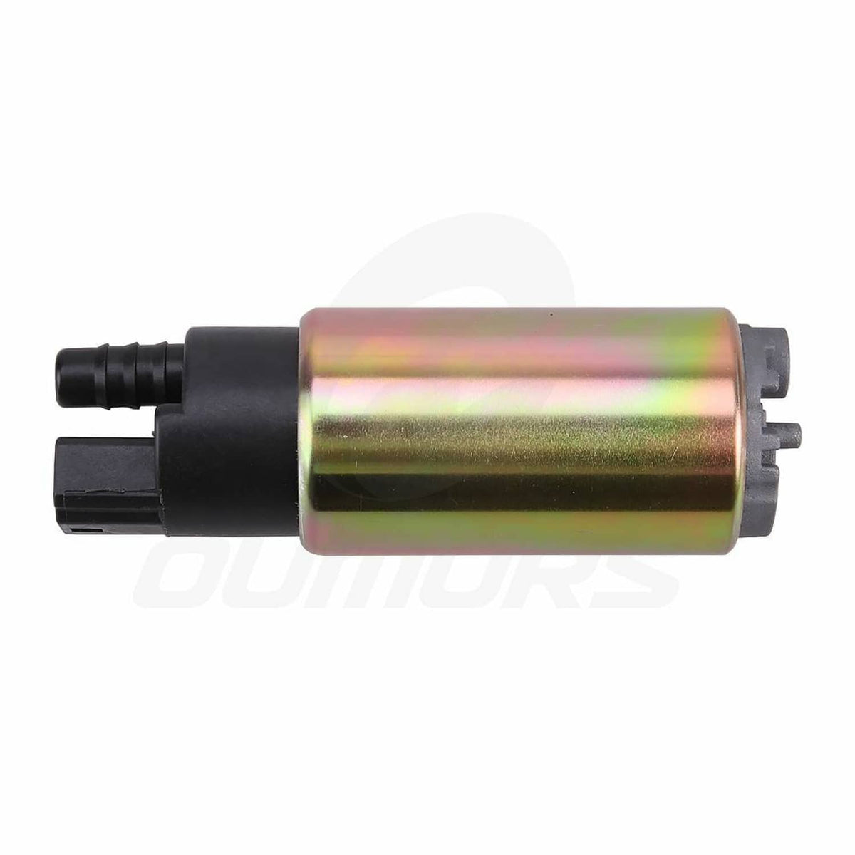 Fuel intank pump profile view showing black connectors on both sides and iridescent cylinder