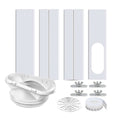 Portable AC window vent seal kit with four adjustable panels, hose connector, mounting hardware