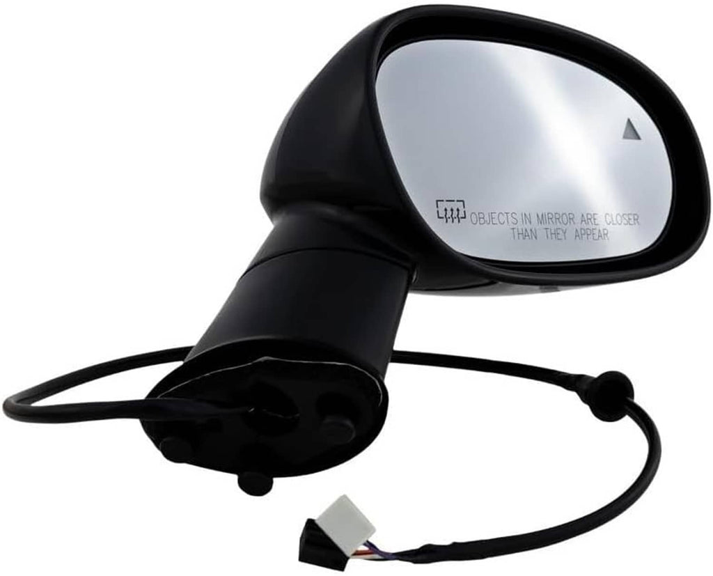 Black passenger side heated power mirror with attached cable and mounting base