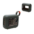 Silicone speaker cover case for JBL Go 4 in dark green, with handle loop and cutout