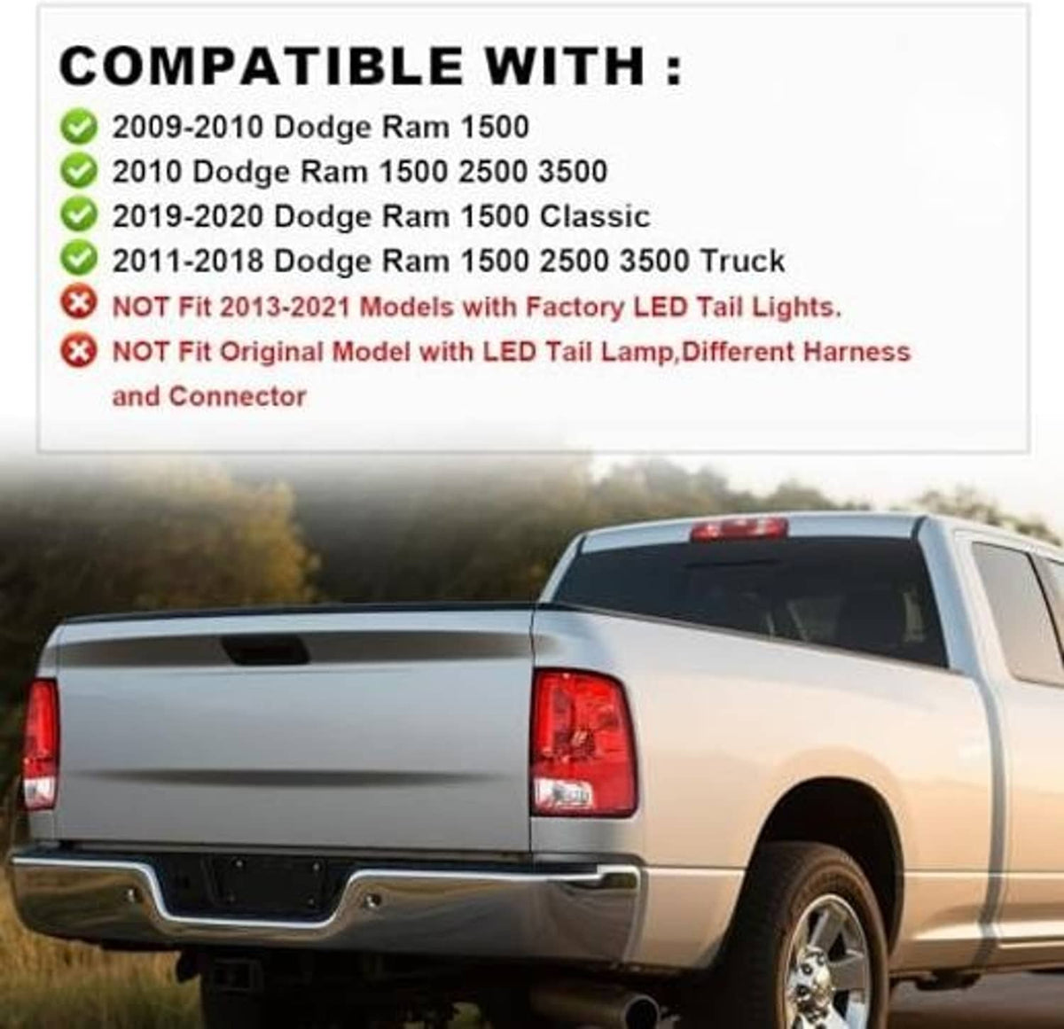 Left driver-side taillight on a pickup truck, red lens with clear lower reflector