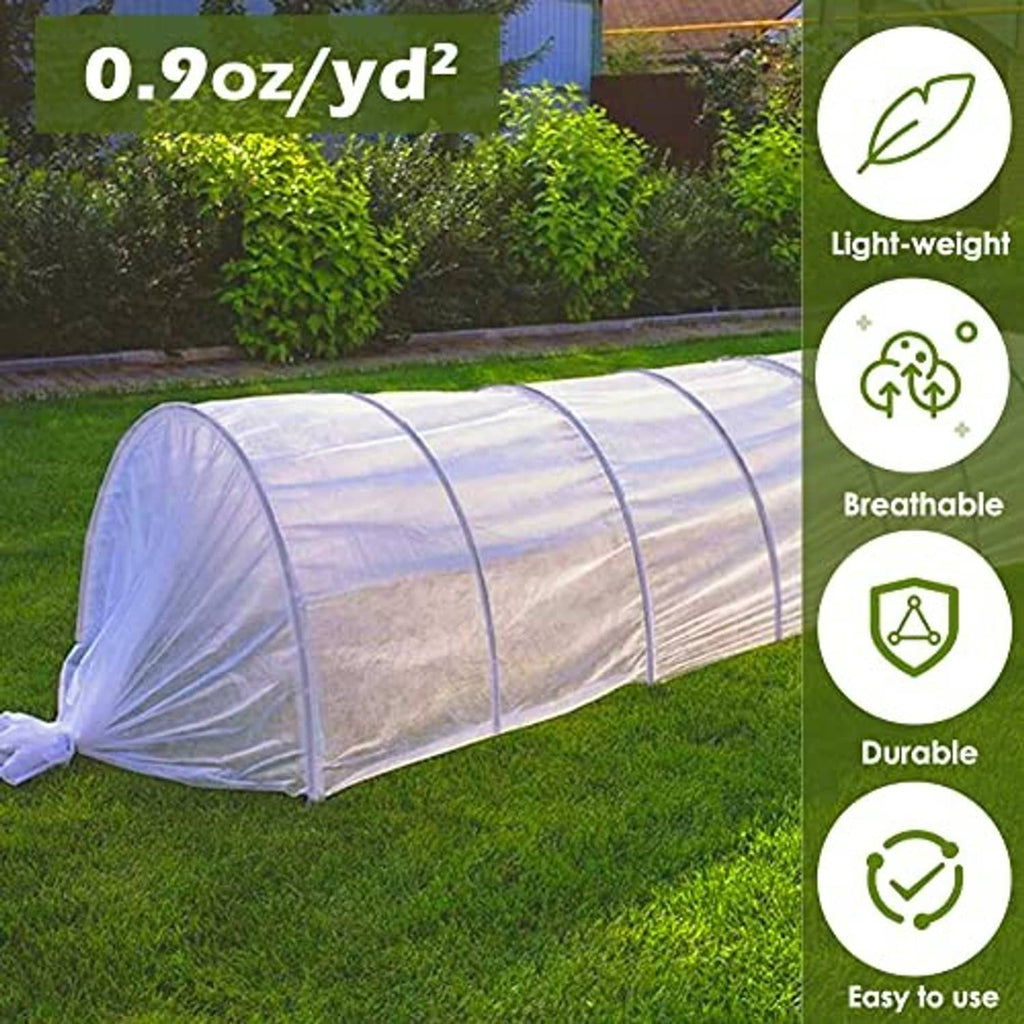 White row cover tunnel for garden beds, lightweight breathable protective plant blanket